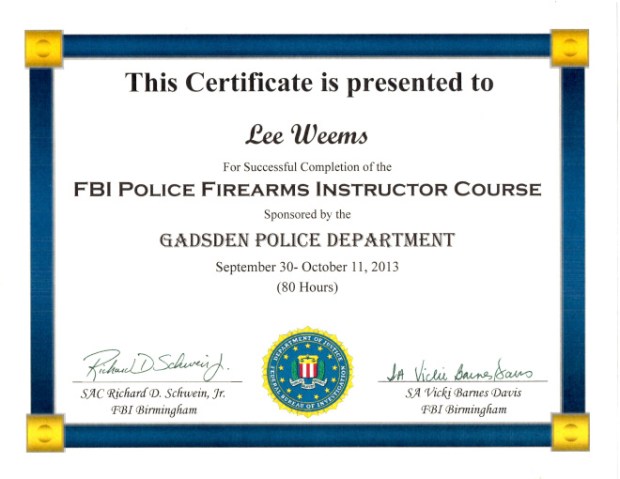 FBI Firearms Instructor Certificate (1)